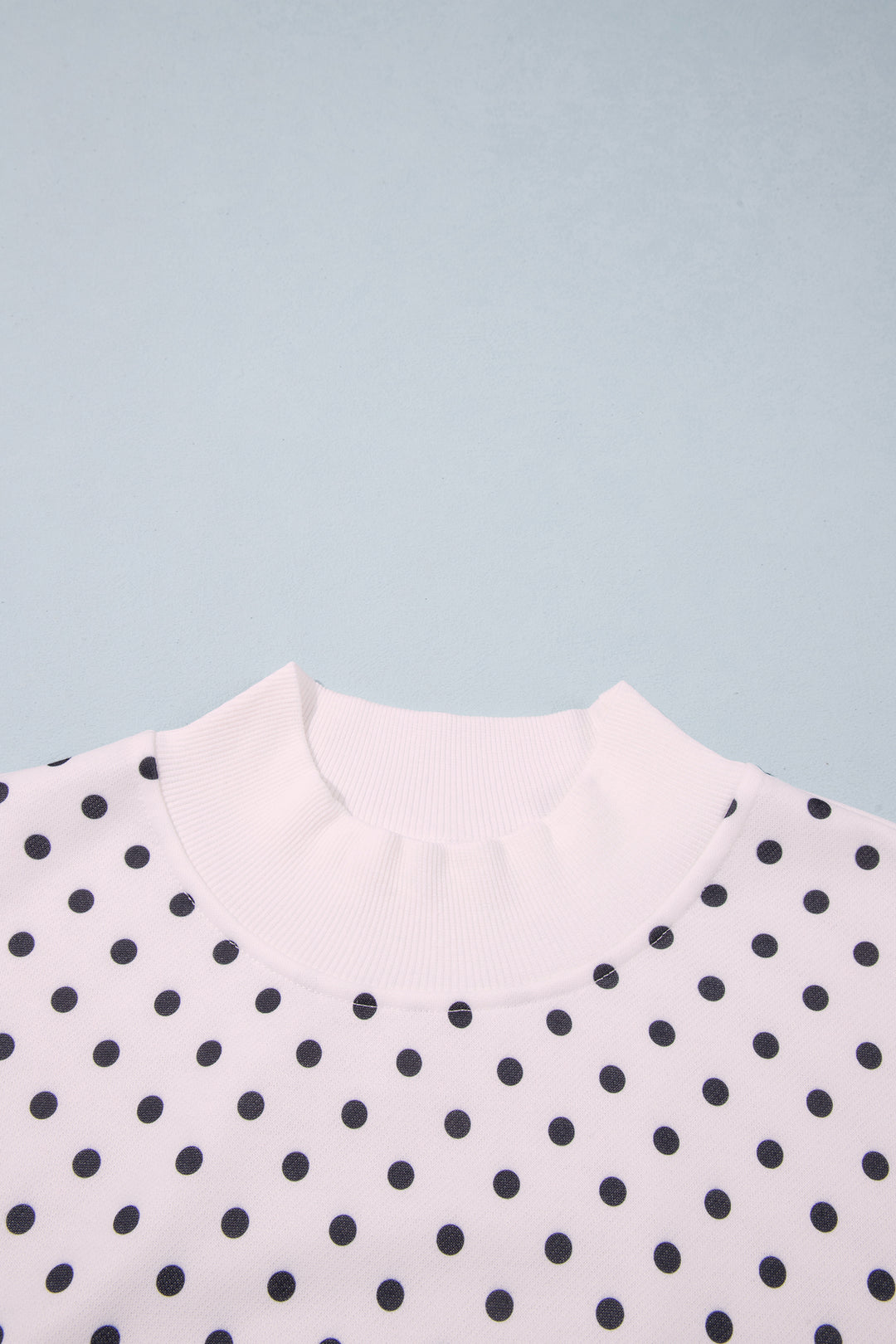 White Casual Polka Dot Mock Neck Sweatshirt
