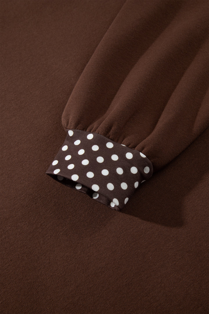 Red Colorblock Polka Dot Contrast Trim Oversized Sweatshirt