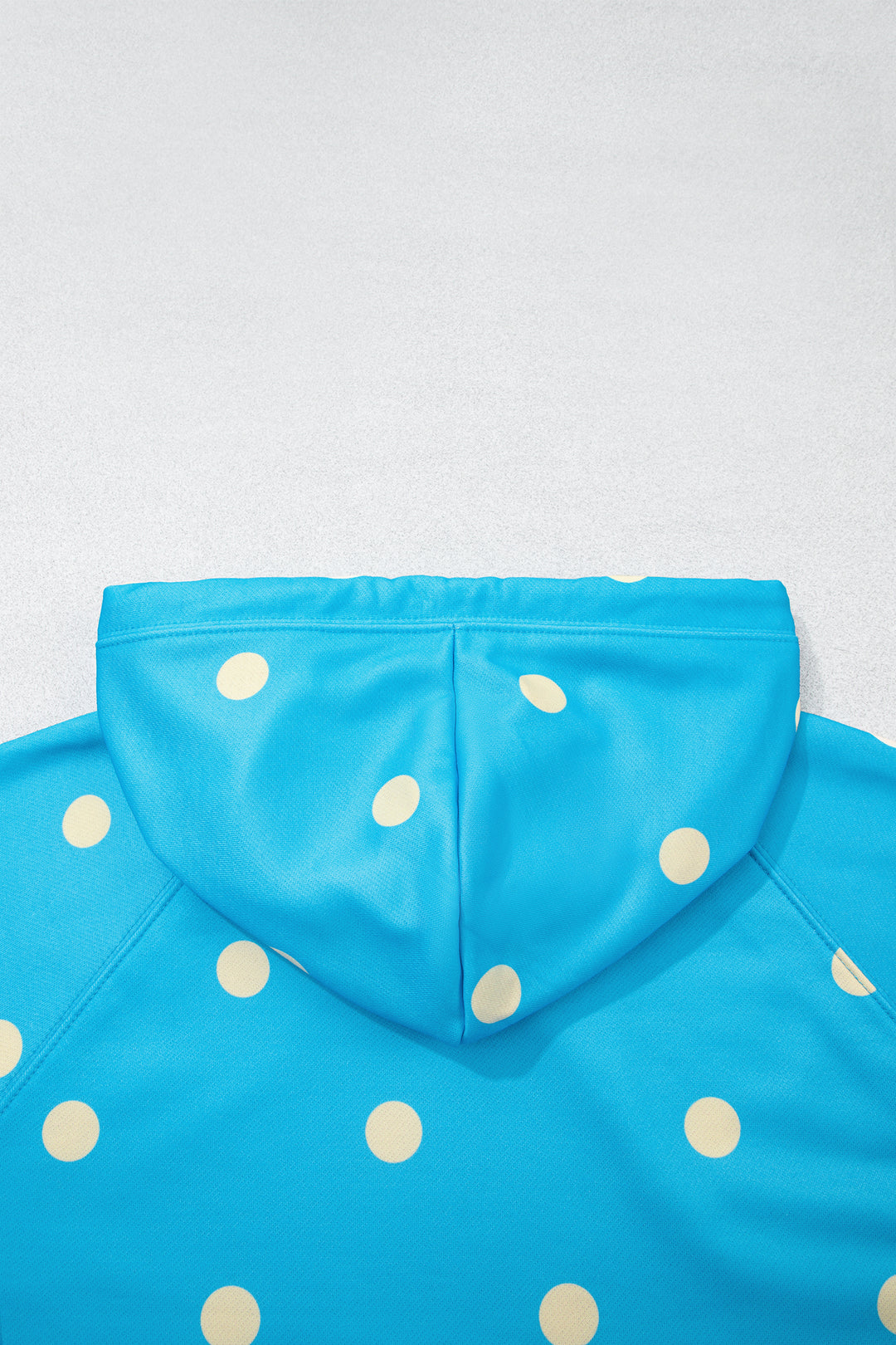 Blue Polka Dot Hooded Drawstring Long Sleeve Plus Size Set