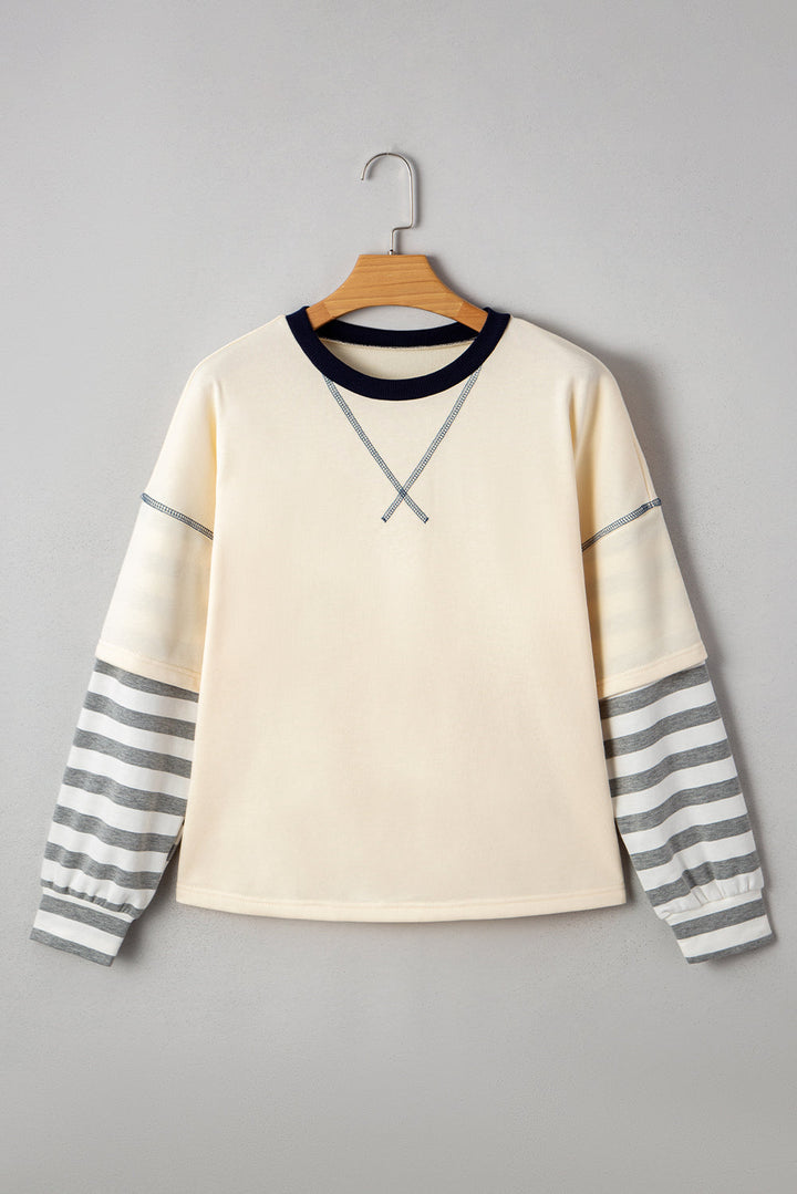 Ashley Striped Long Sleeve Two-in-one Top