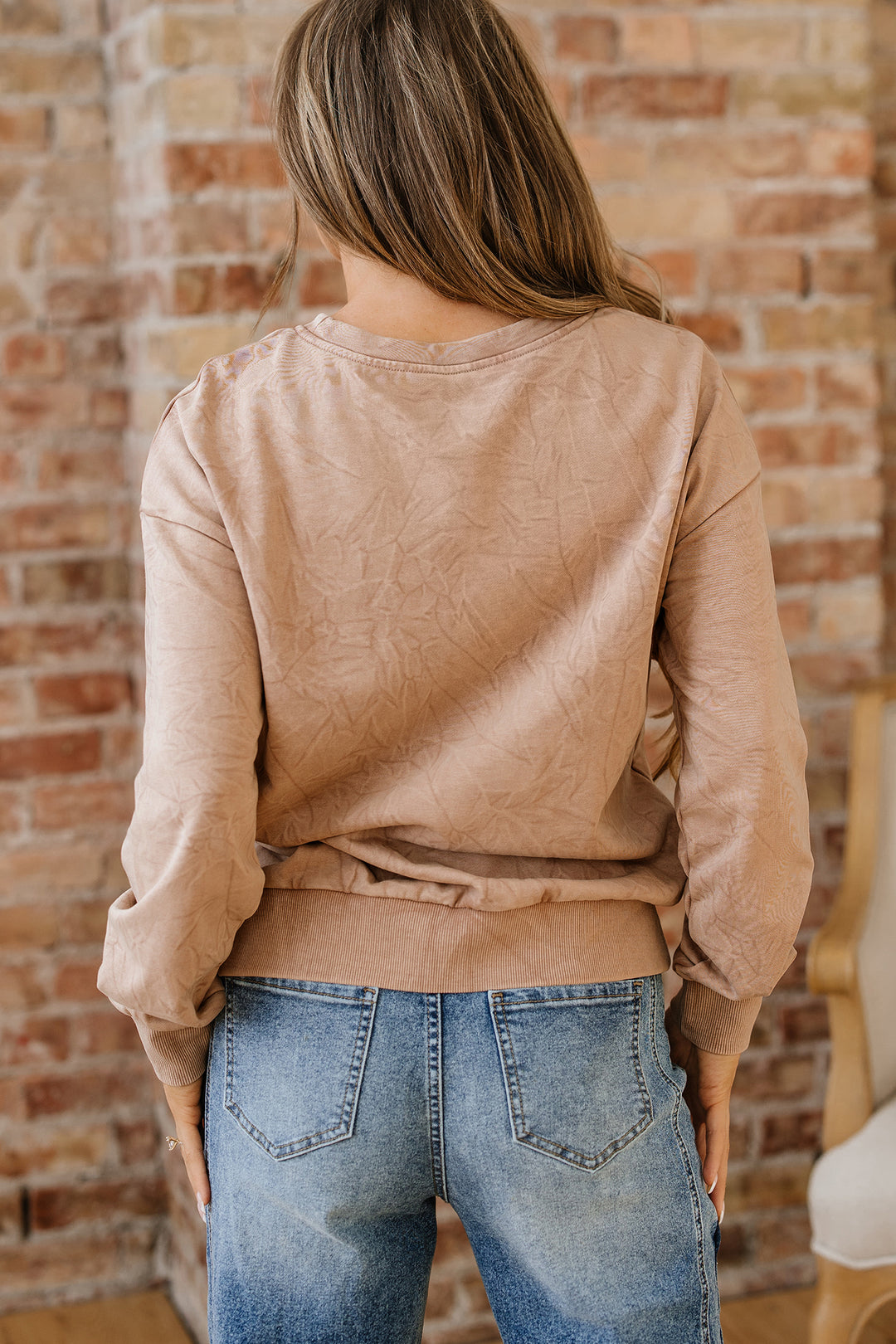 DUNE saved by grace Letter Embroidery Mineral Wash Loose Sweatshirt