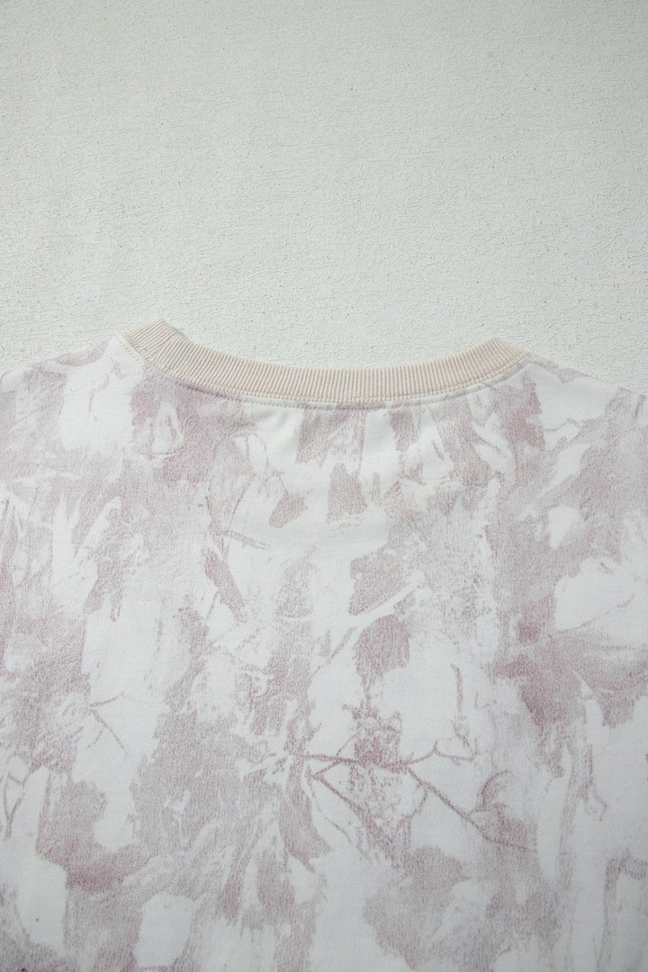 Gray Woodland Camo Print Raw Edge Cropped Top Skirt Set