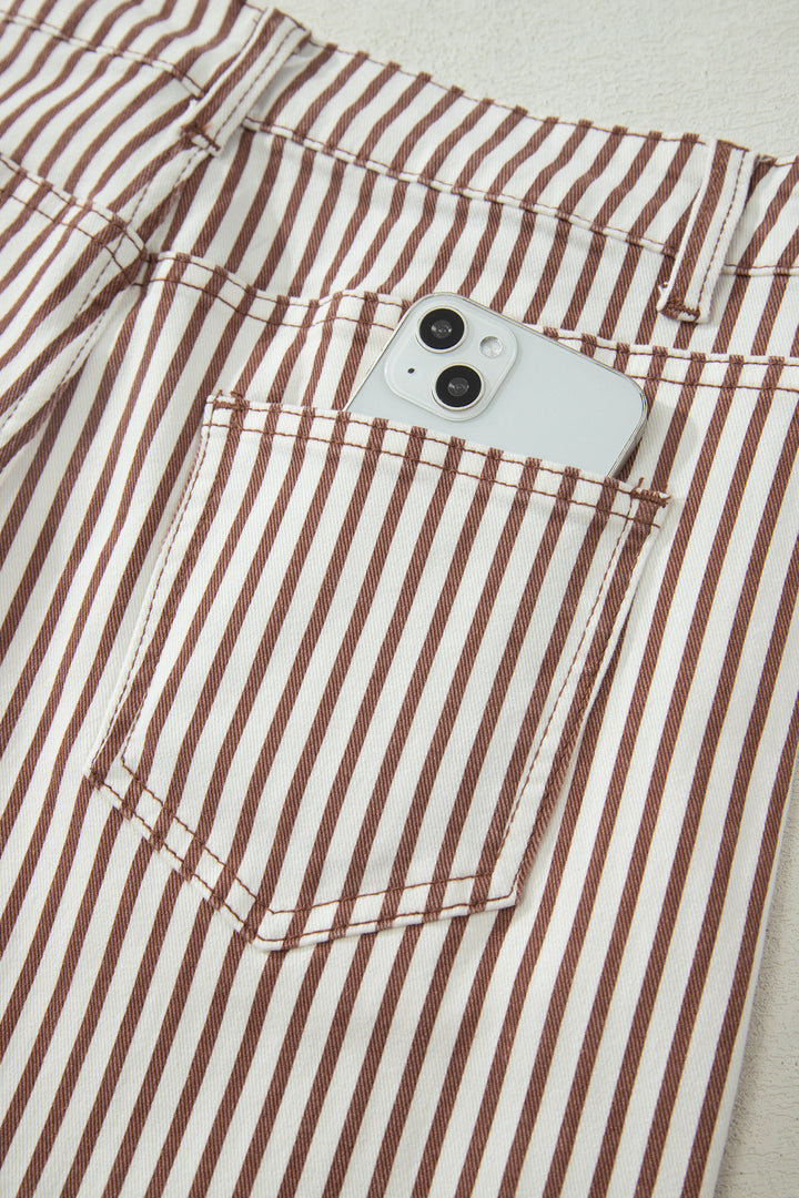 Sky Blue Stripe Casual Barrel Jeans