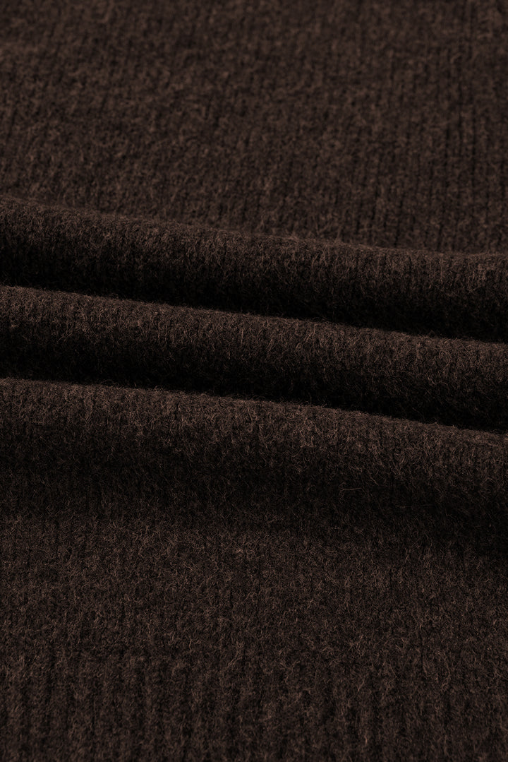 Chicory Coffee Heart Metal Button V Neck Cardigan Sweater