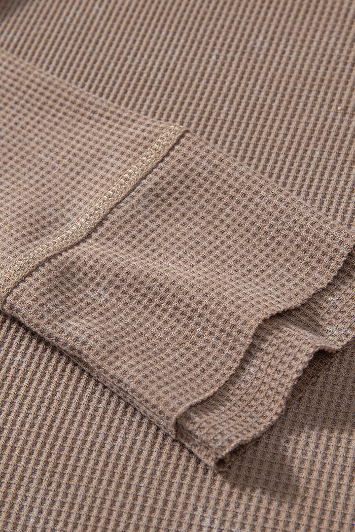 Zahra Waffle Knit Neckline Long Sleeve Top