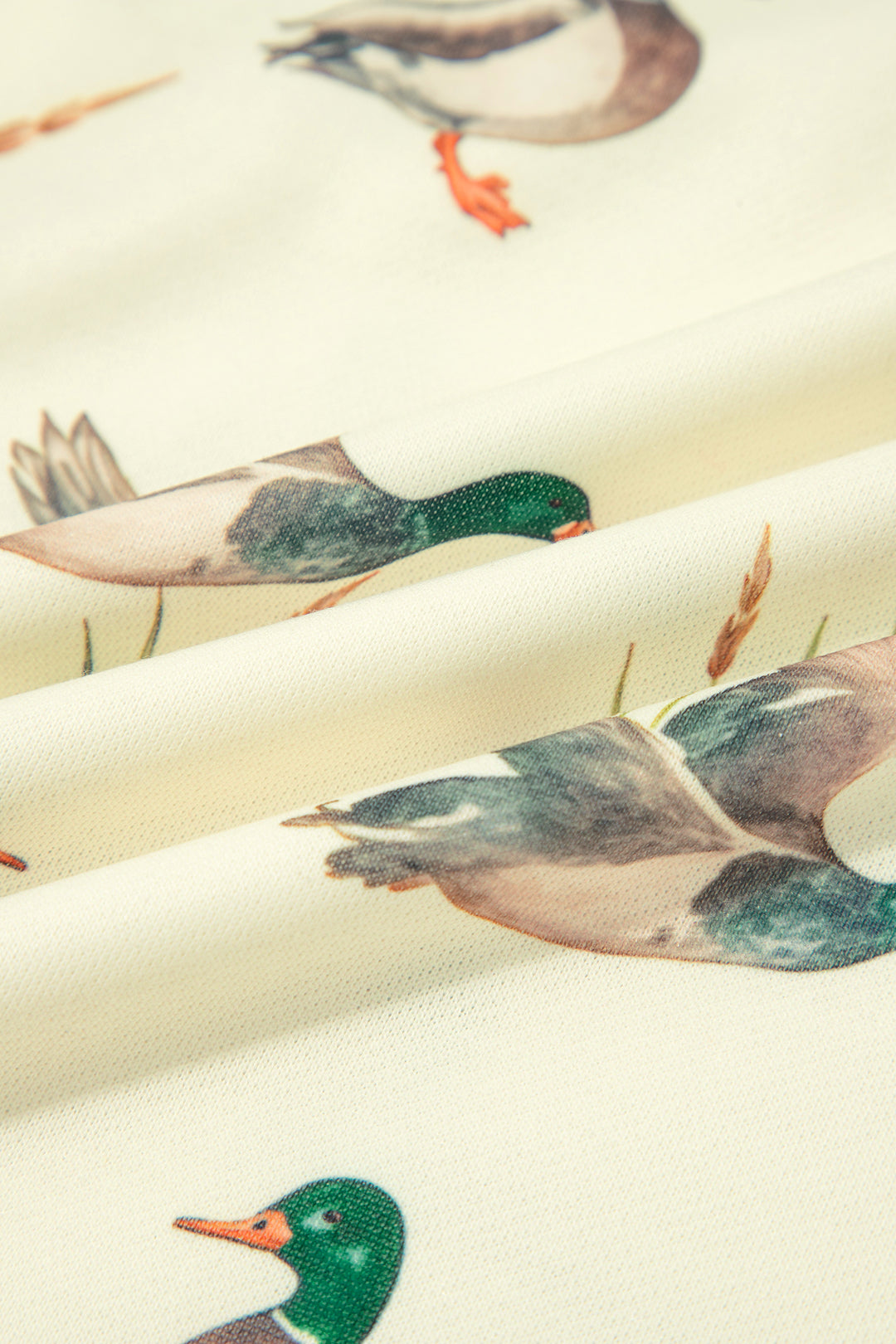 Multicolour Mallard Print Patchwork Colorblock High Neck Sweatshirt