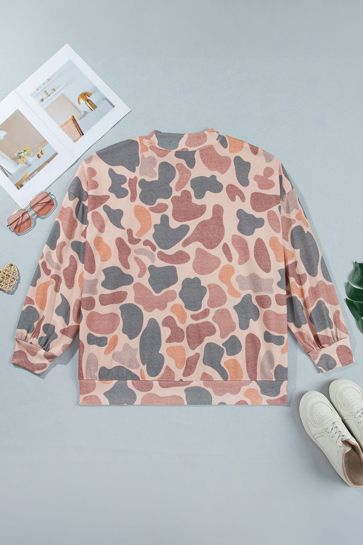 Multicolour Camouflage Western Graphic Plus Size Sweatshirt