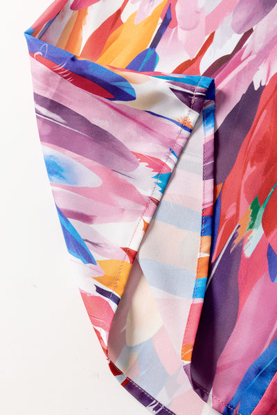 Multicolour Whimsical Feather Print V Neck Blouse