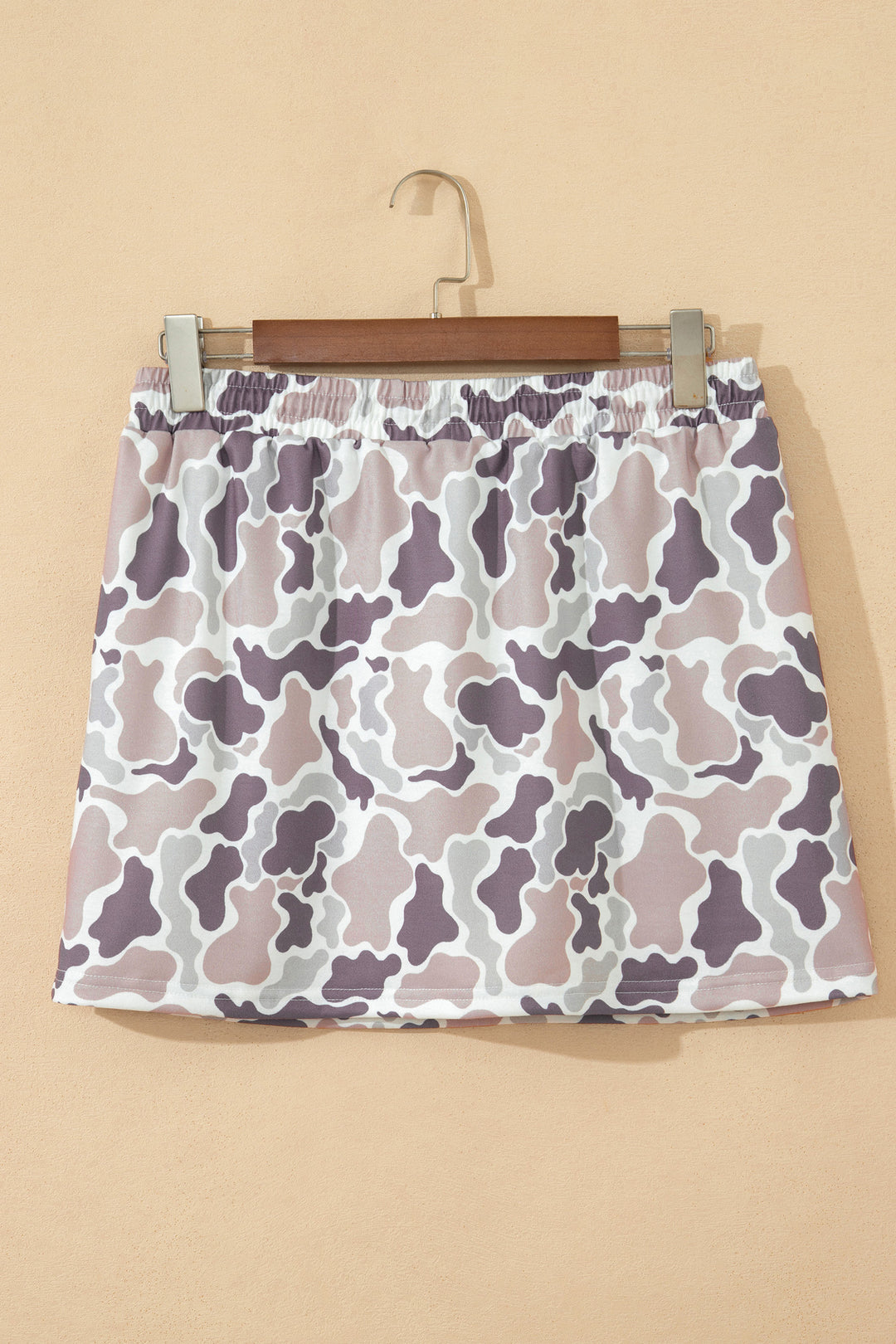 Sky Blue Abstract Camo Elastic Waist Drawstring Mini Skort