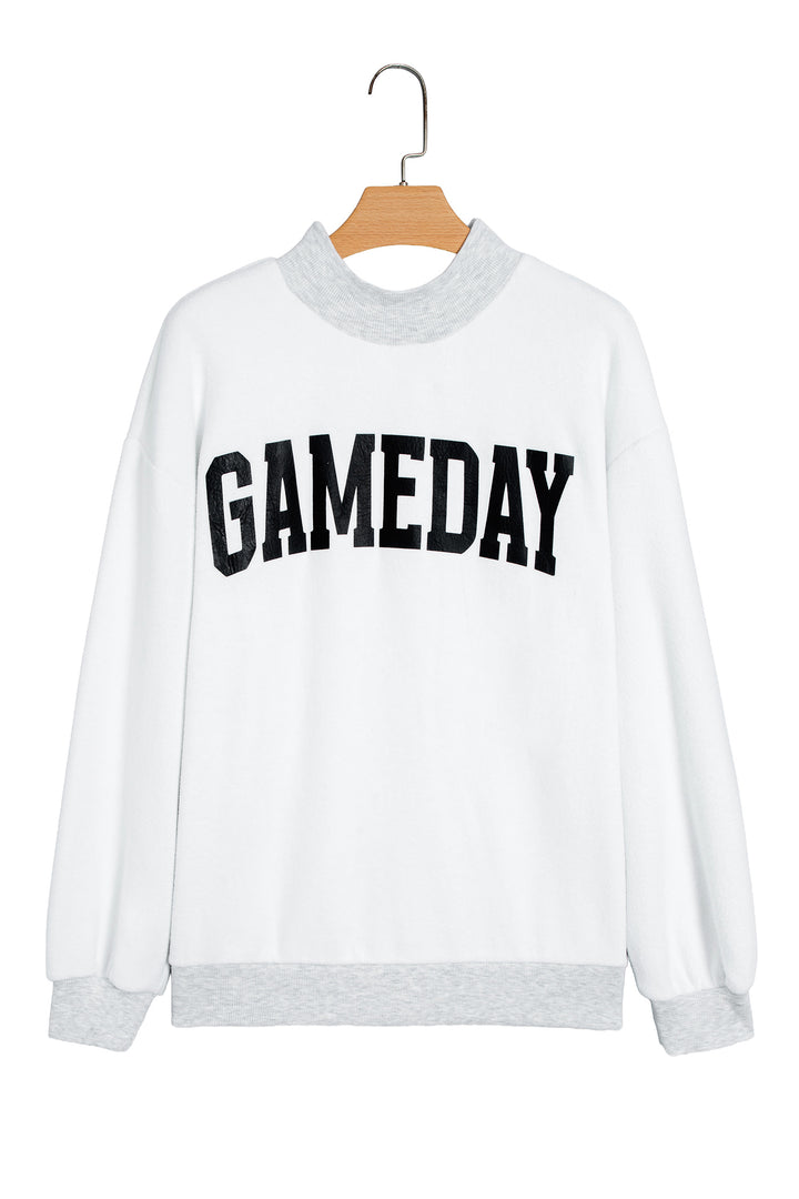 Light Grey High Neck GAMEDAY/ FOOTBALL Double Side Printed Reversible Sweatshirt
