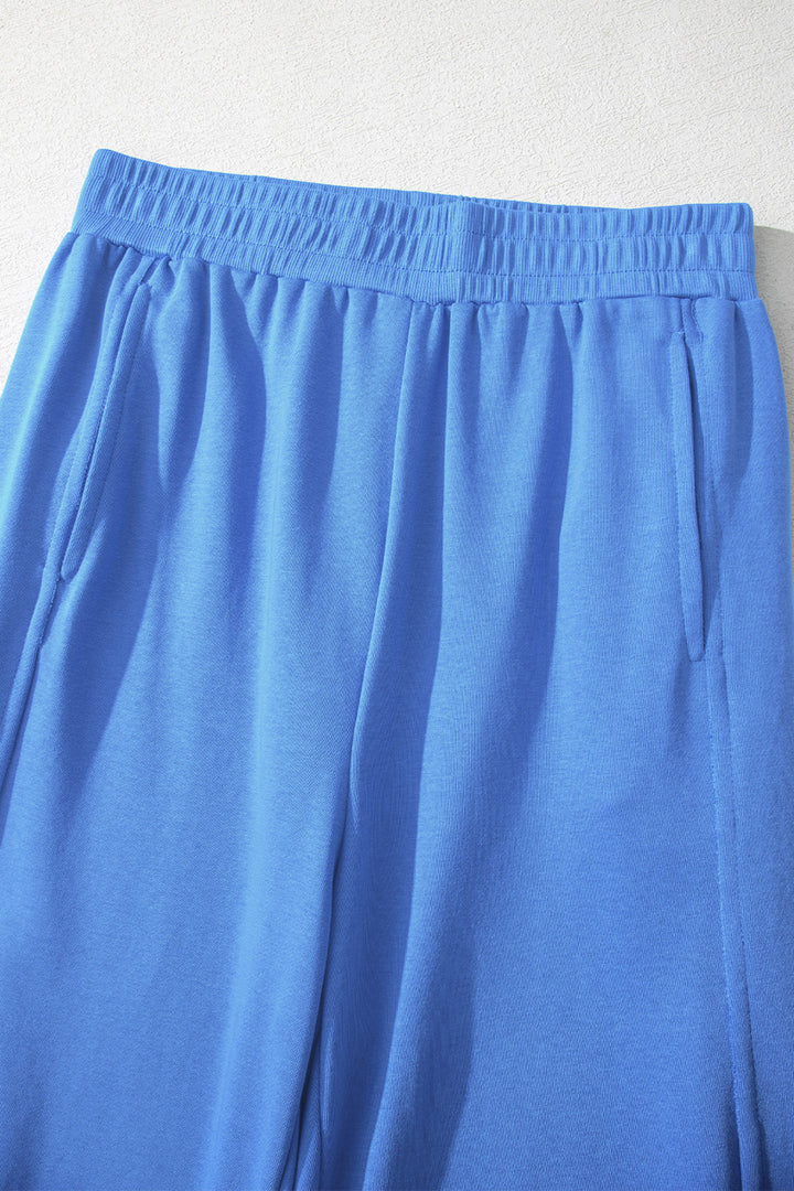 Sky Blue Slim Ribbed Tank Top and Sweatpants Set