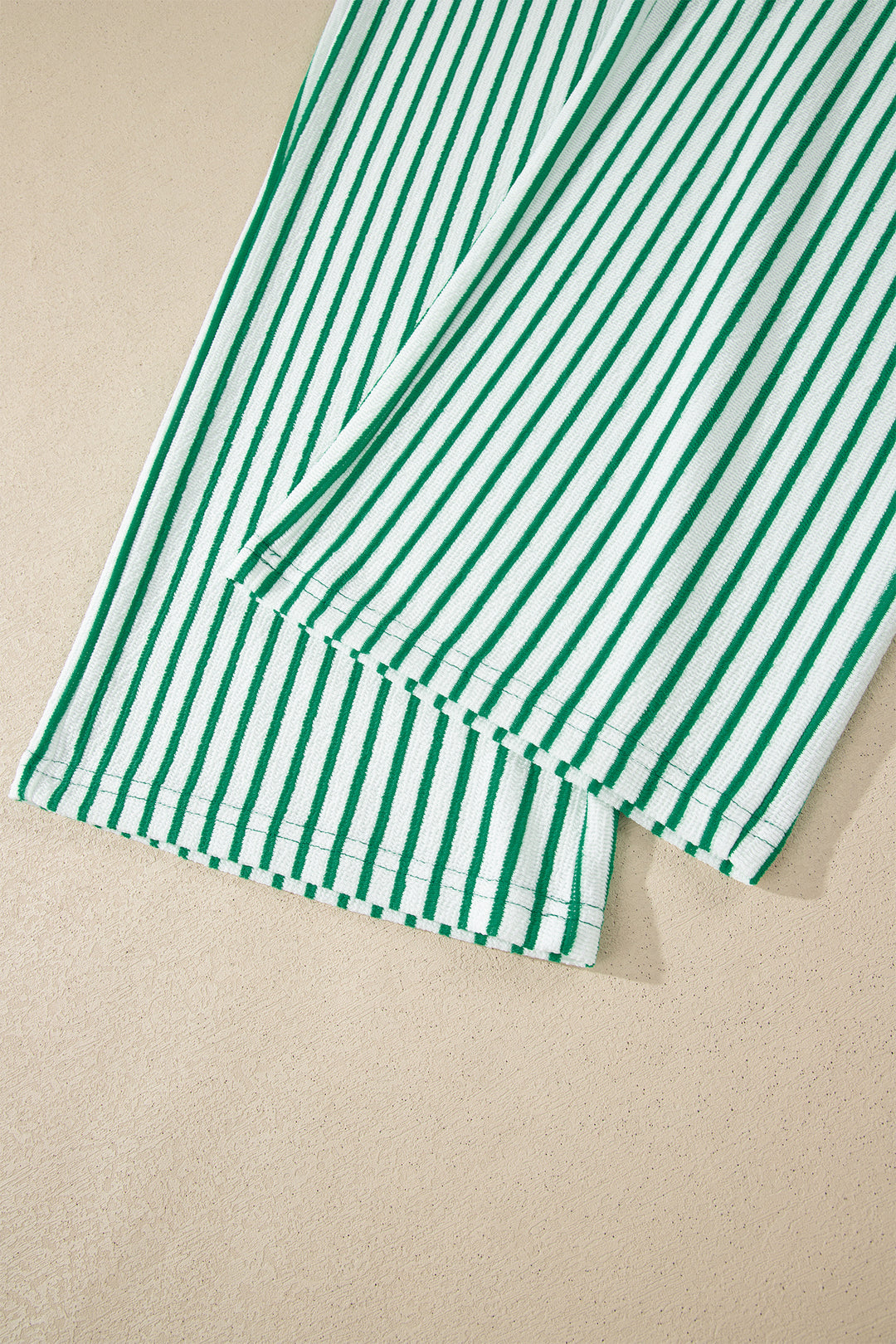 Sky Blue Stripe Crew Neck Tee Drawstring Waist Cropped Pants Set