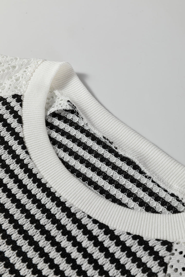 Taylor Hollowed Lace Patchwork Long Sleeve Top