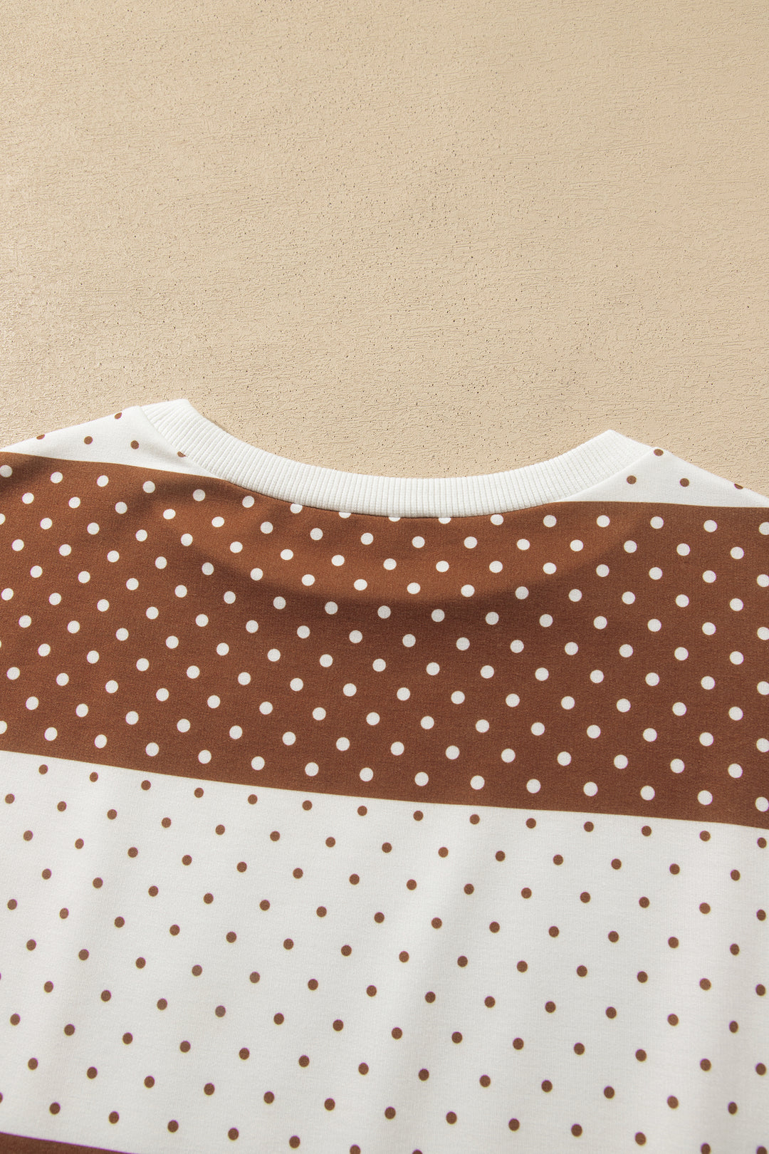 Blue Polka Dot Patchwork Colorblock Long Sleeve Top
