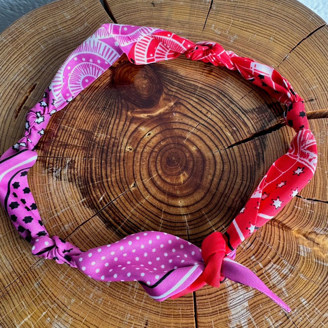 GEMELLI | KNOTTED BANDANA SCARF NECKLACE - PINK AND RED