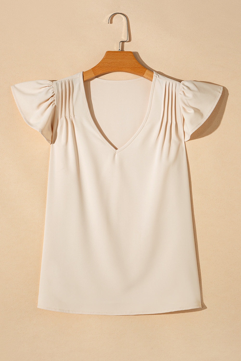 White Butterfly Sleeve V Neck Blouse