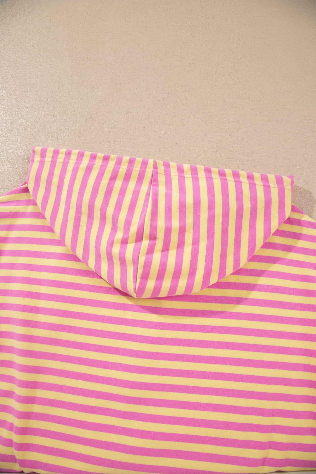 Rose Red Striped Long Sleeve Zip-Up Hoodie Drawstring Elastic Waist 2pcs Short Set