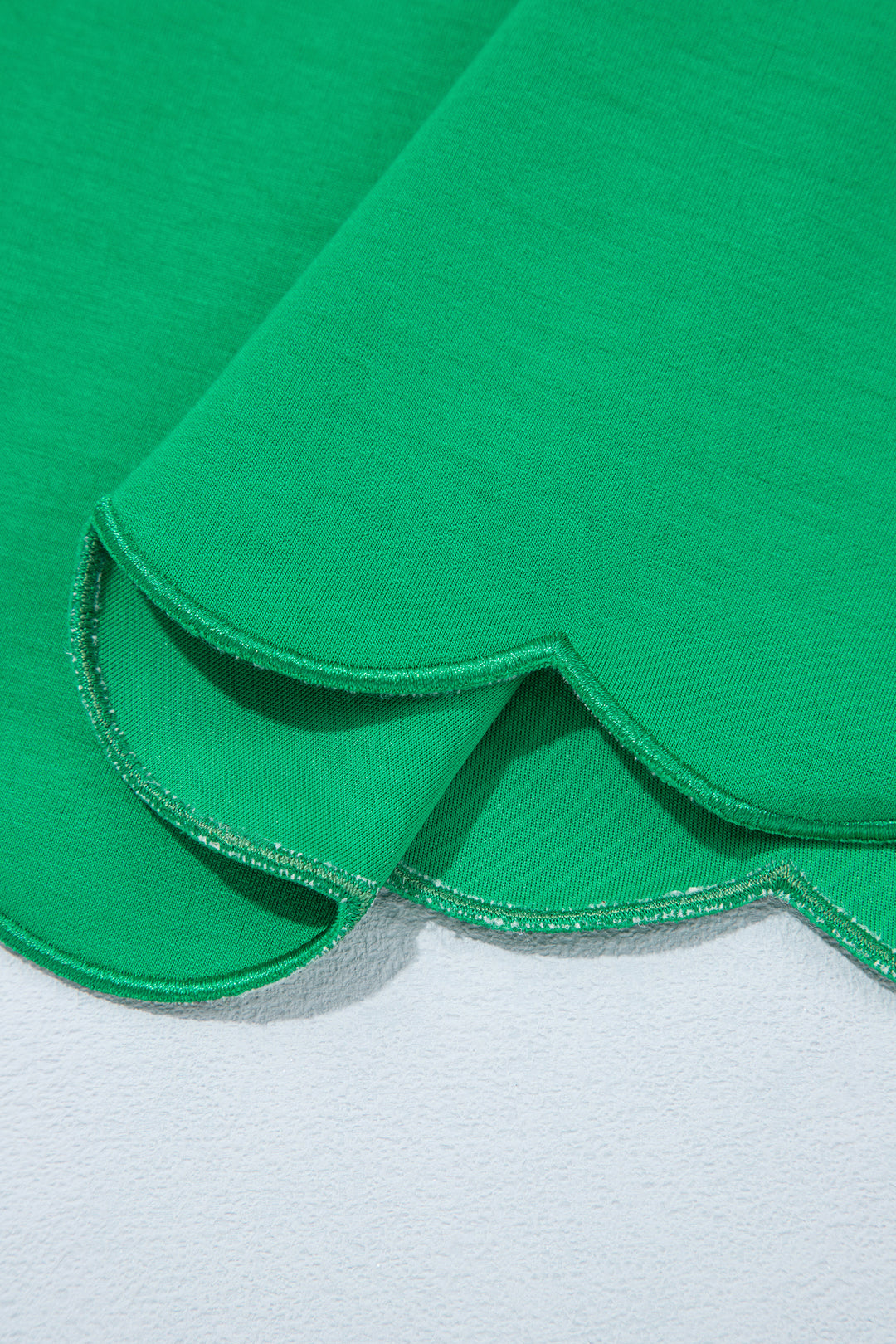 Bright Green Sleeveless Zip Front Scallop Hem Mini Dress