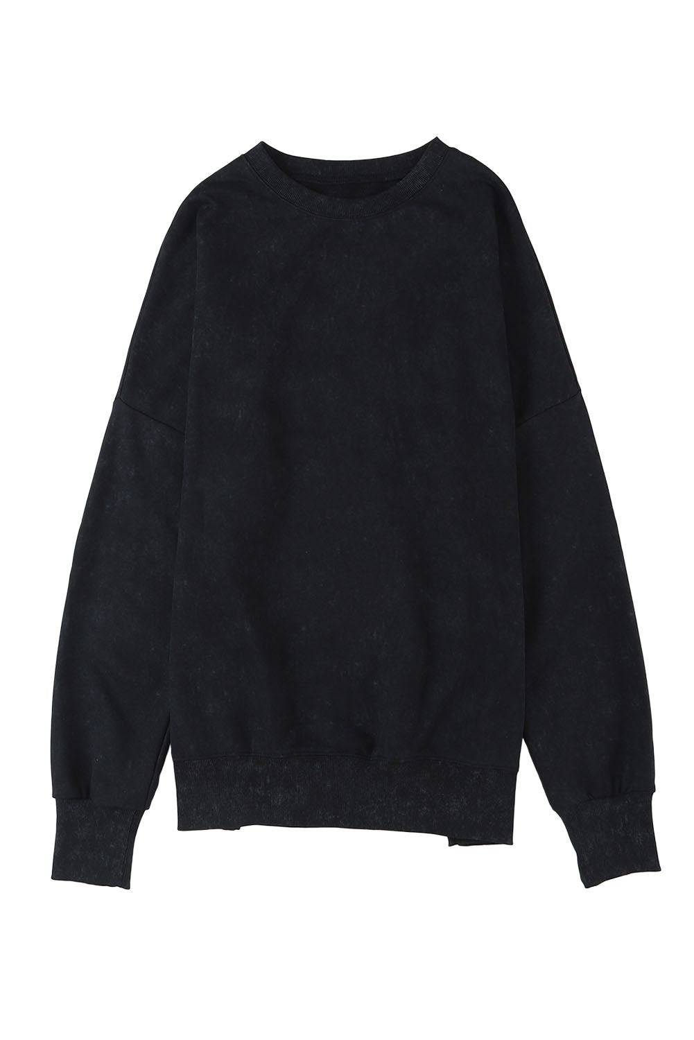 Black Drop Shoulder Ribbed Trim Oversized Sweatshirt