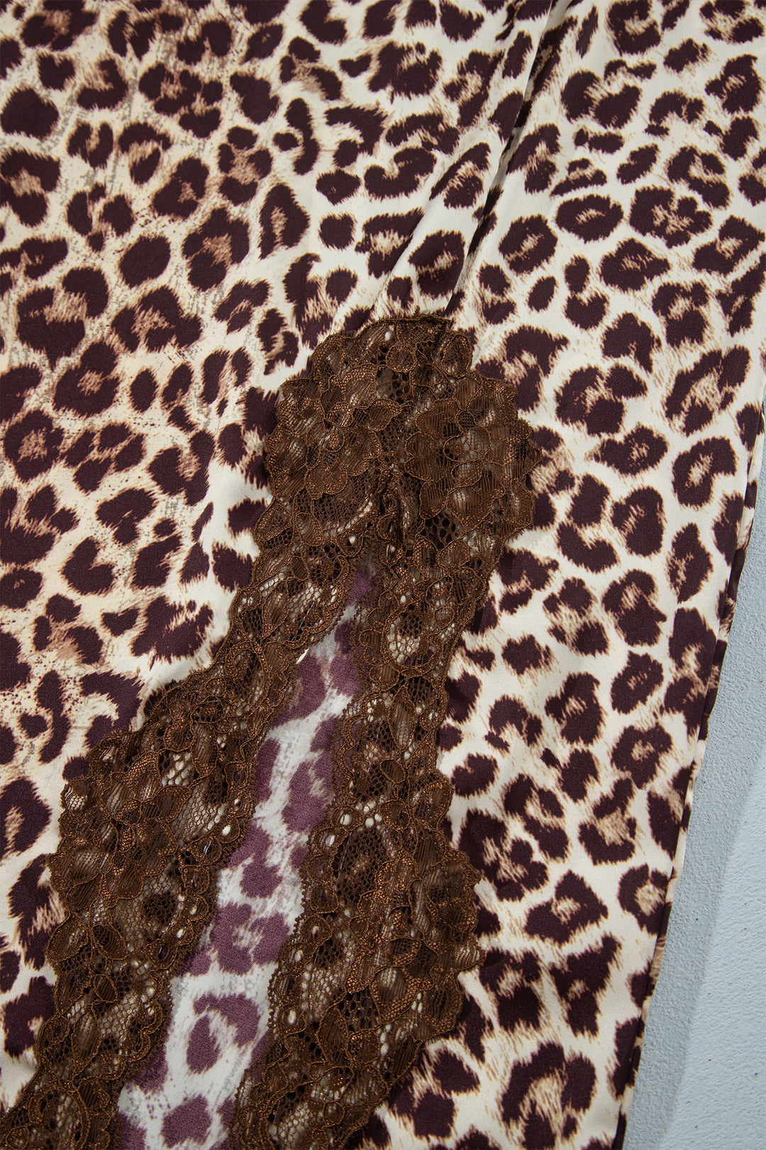 Brown Cheetah Print Trim Split Long Western Skirt