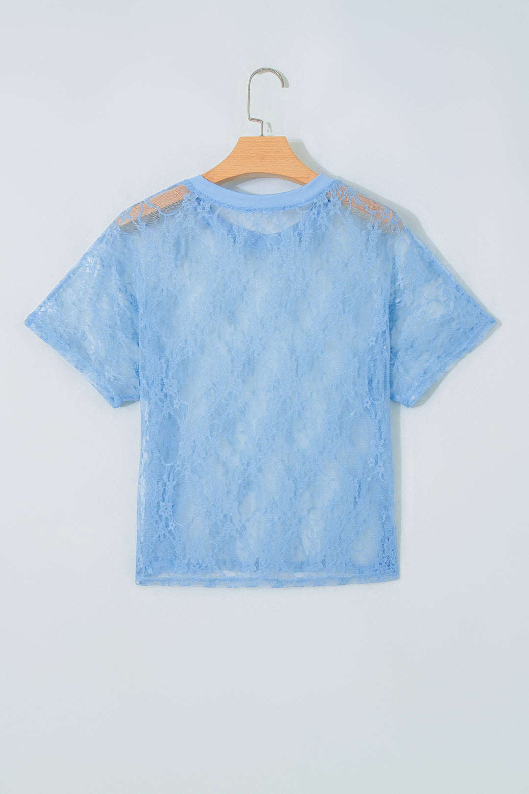 Yellow Cream Sheer Floral Lace Boxy Tee