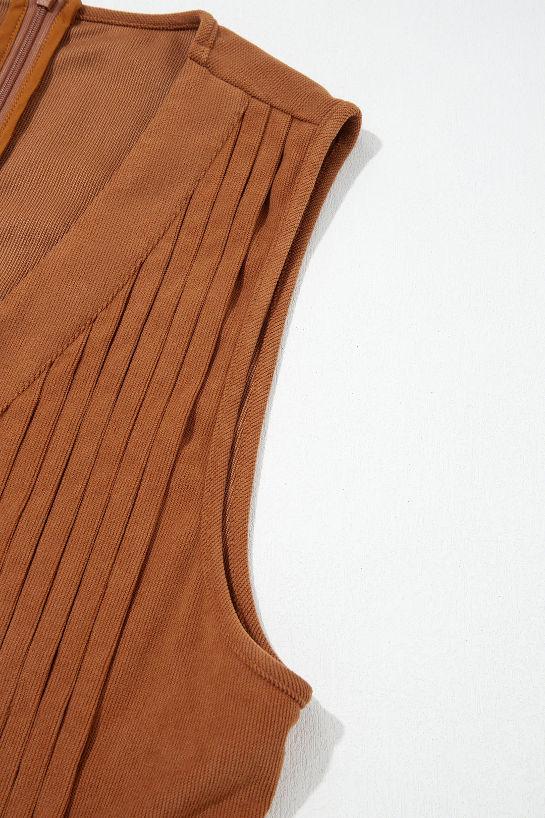 Cinnamon Solid Color Tie V Neck Sleeveless Corduroy Romper