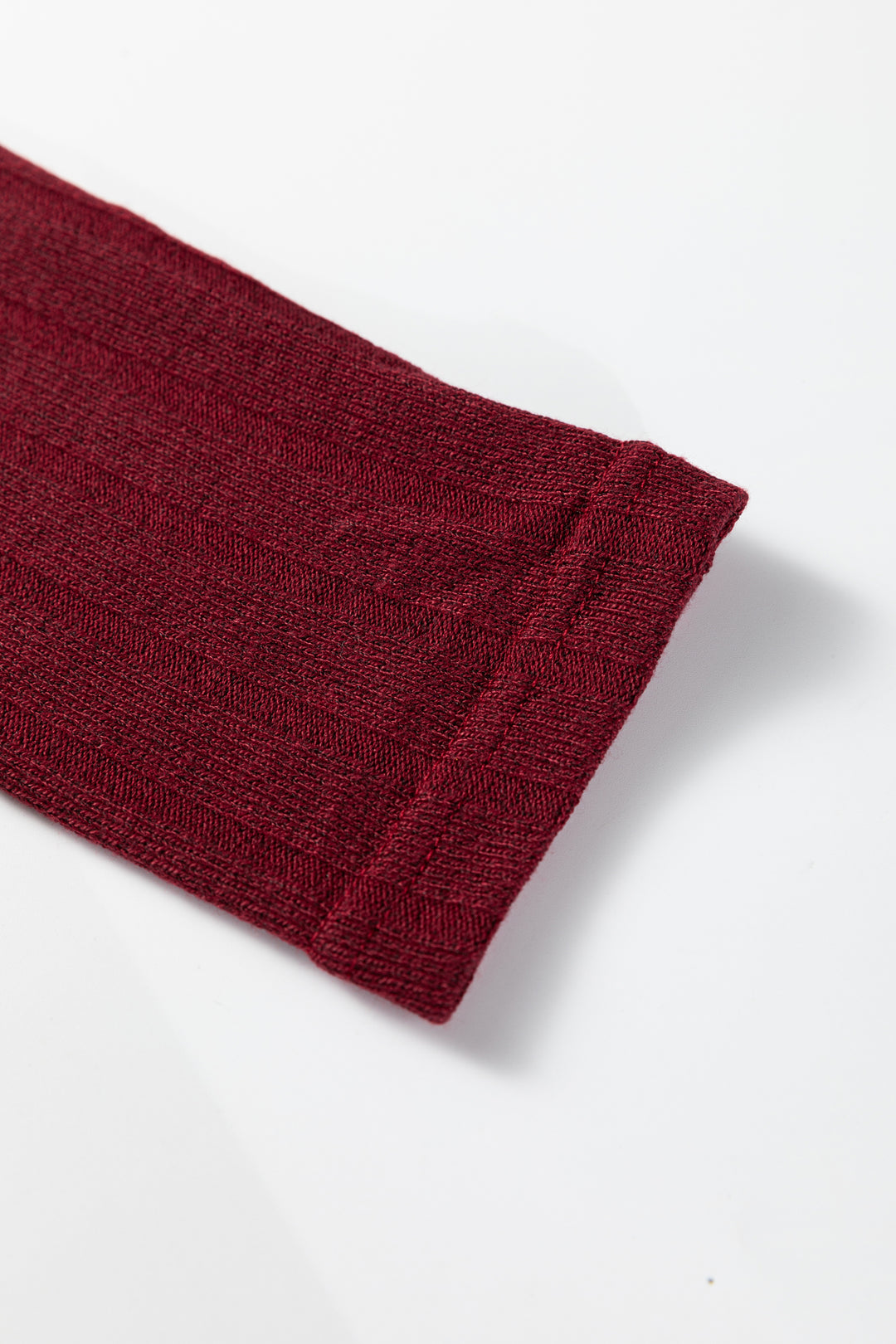 Red Dahlia Frilled Neck Ribbed Knit Patchwork Long Sleeve Mini Dress