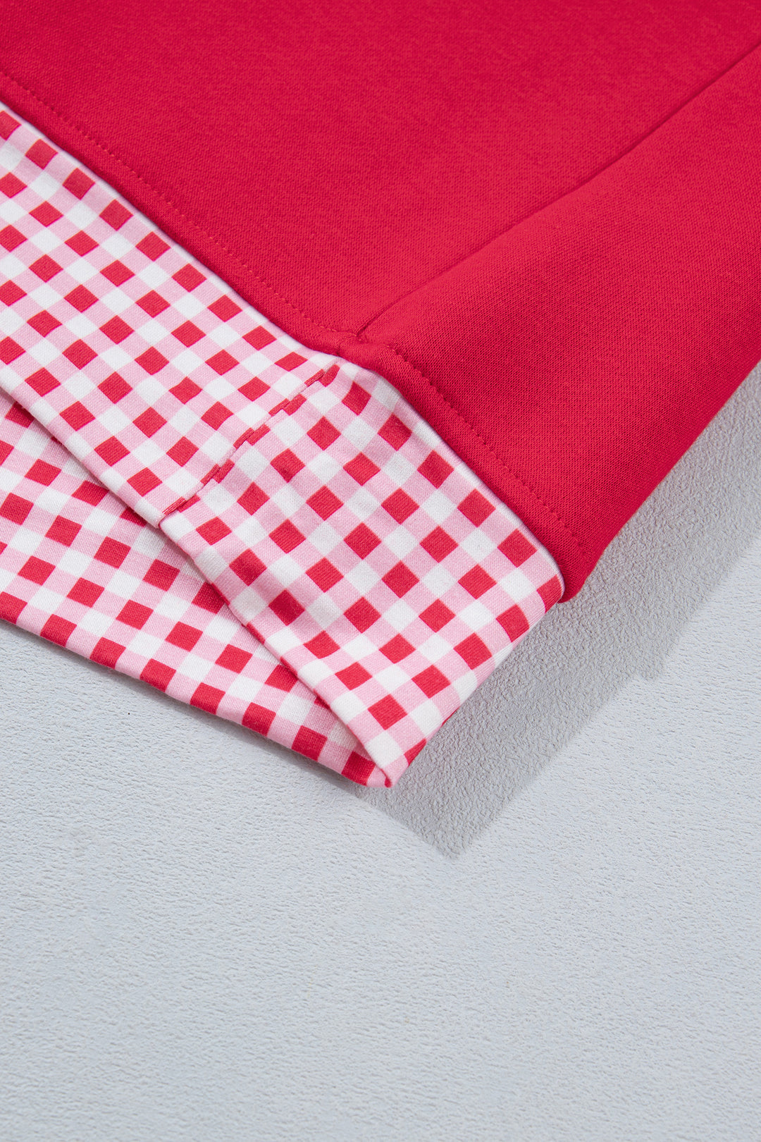 Red Colorblock Polka Dot Contrast Trim Oversized Sweatshirt