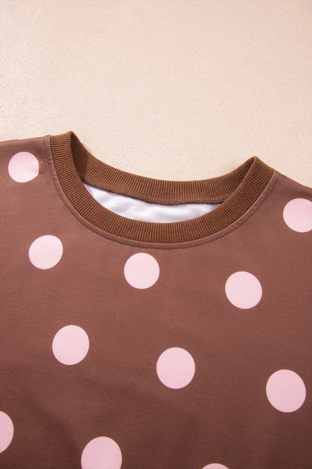 Brown Polka Dot Two Piece Set Long Sleeve Casual Skirt Set