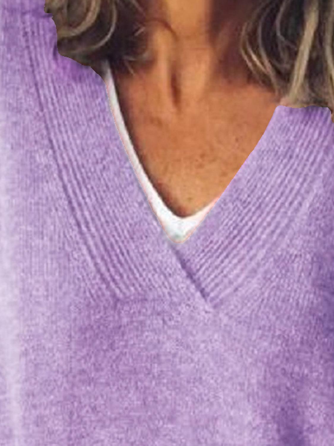 V-Neck Dropped Shoulder Sweater