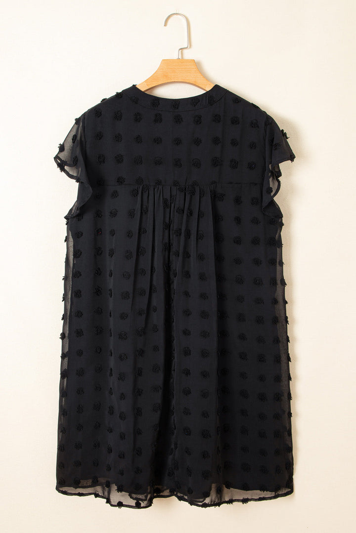 Lilith Plus Size Dotty Textured Ruffled Dress