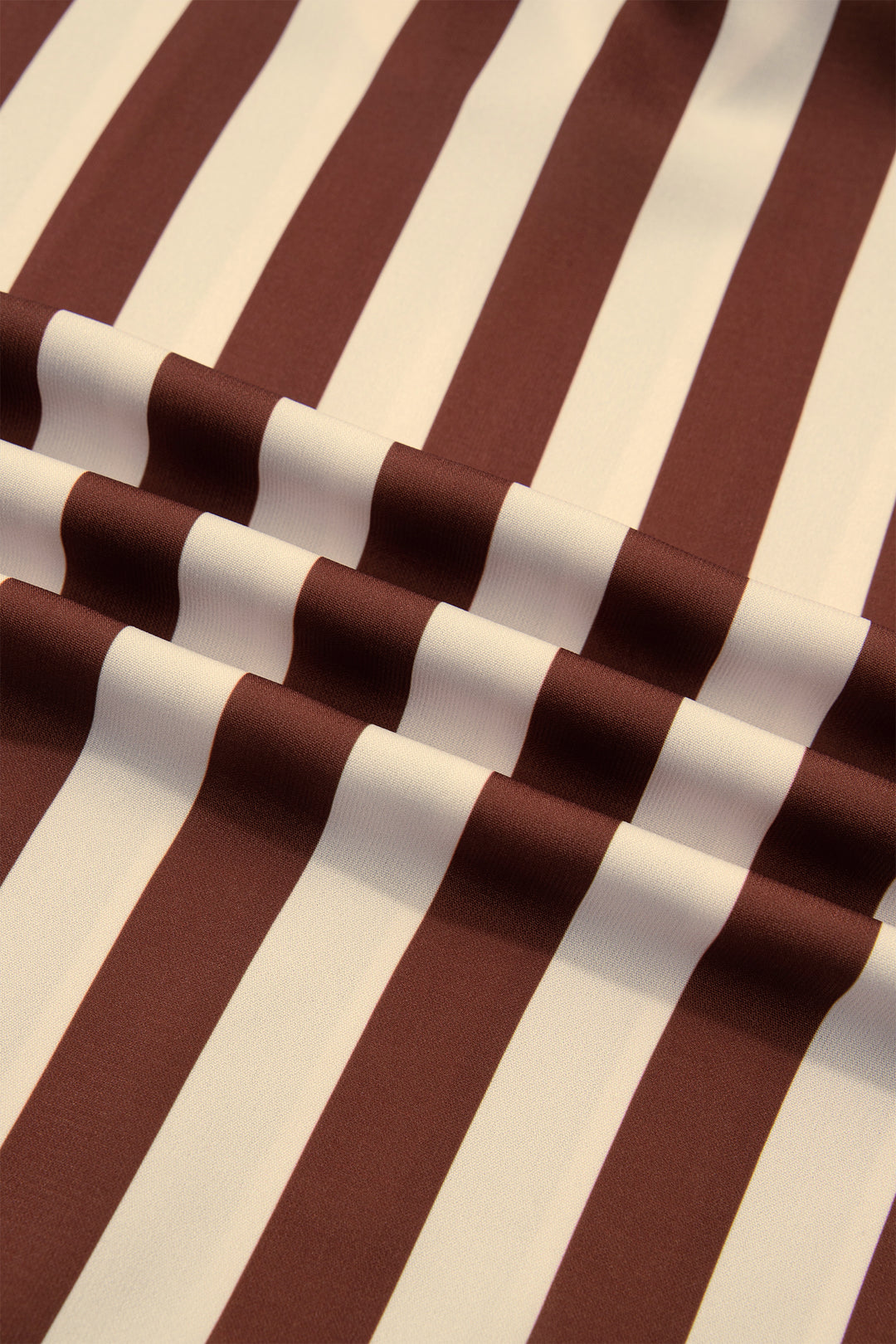Brown Stripe V Neck Half Sleeve Casual Blouse