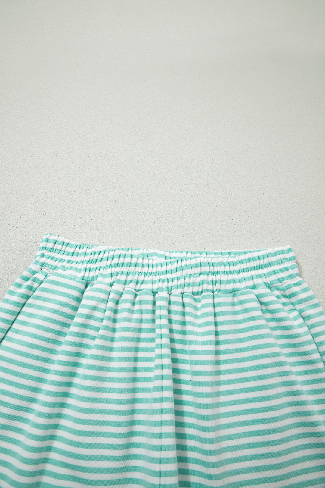 Sky Blue Stripe Oversize Mock Neck Sweatshirt and Shorts Set