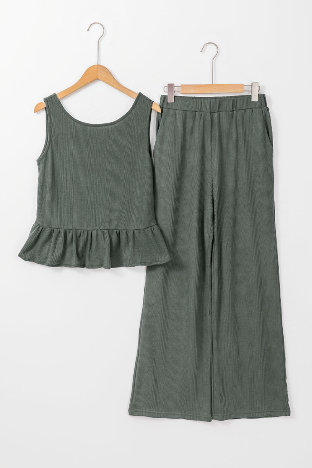 Teresa Ribbed Ruffle Tank Top and Pants Set