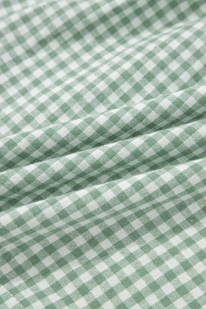 Green Contrast Trim Plaid Print Plus Size Shorts