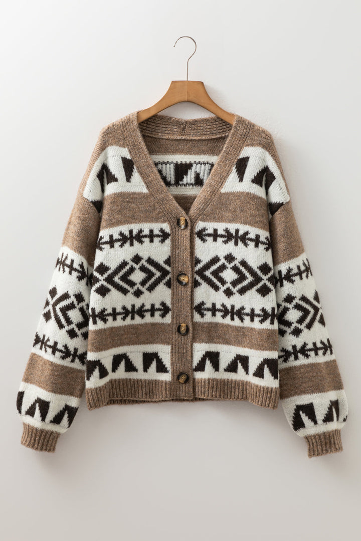 Adelynn Geometric Pattern Front Sweater