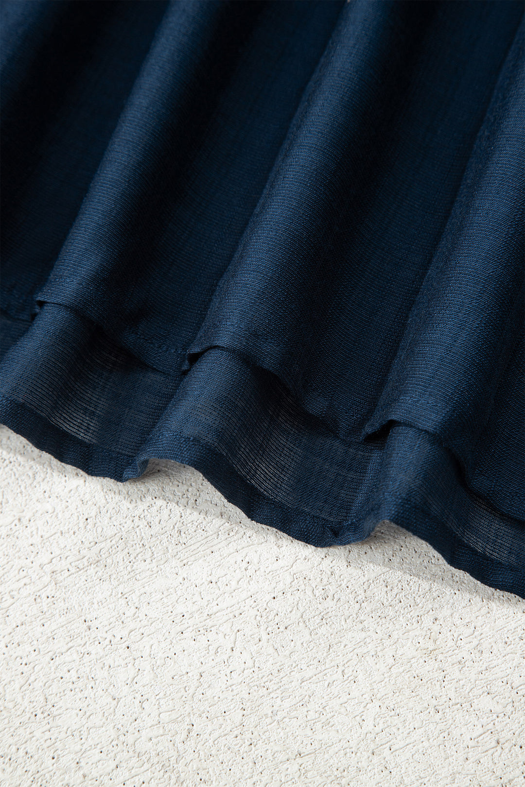 Navy Blue Contrast Leopard Patchwork Collar Plus Size Long Flounce Sleeve Blouse