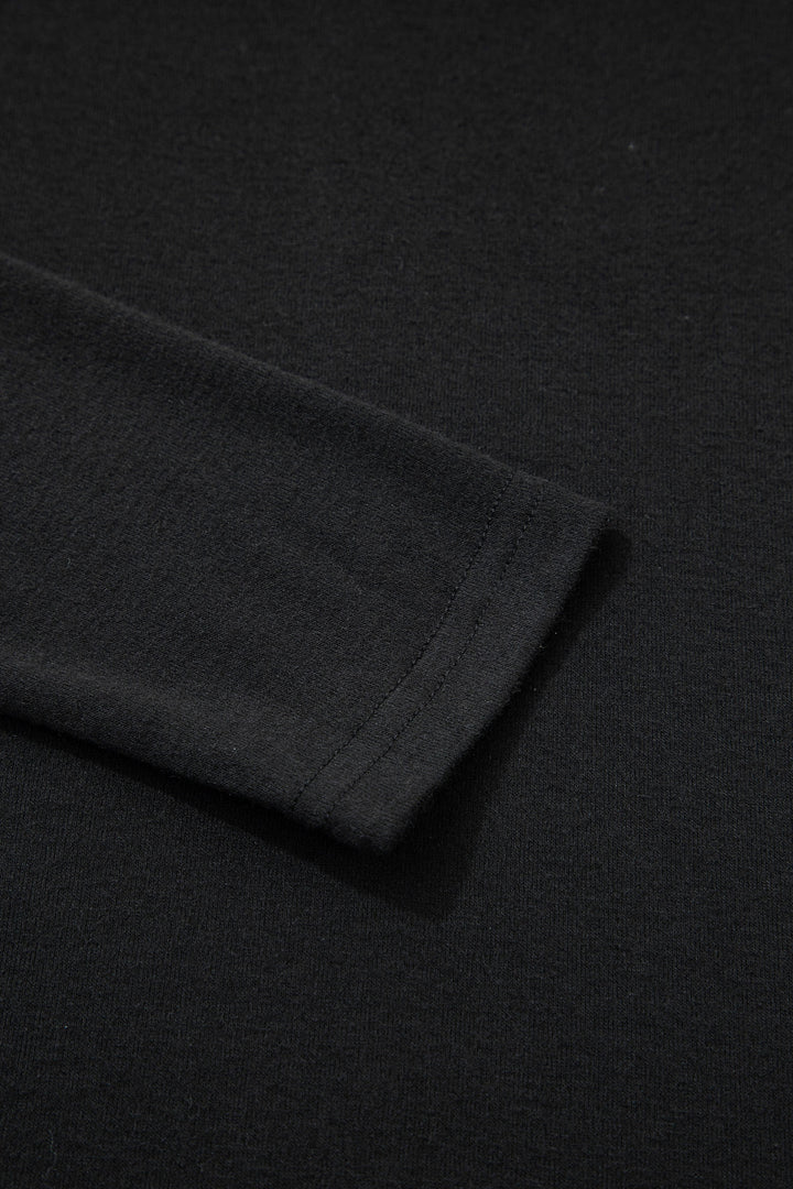 Black High Neck Long Sleeve Top