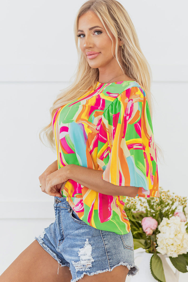 Angel Abstract Half Sleeve Blouse