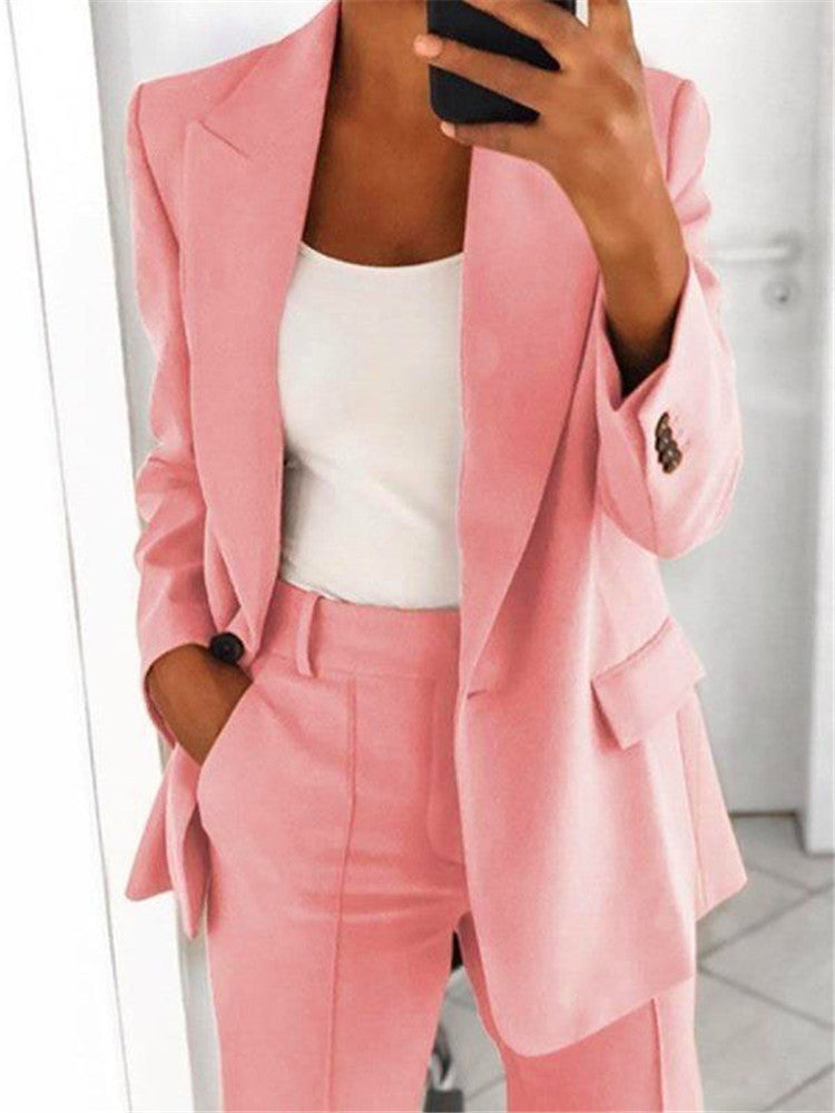 Lapel Blazer &amp; Slim-Fit Trousers Two-Piece Suit – 10 Colors XS–5XL