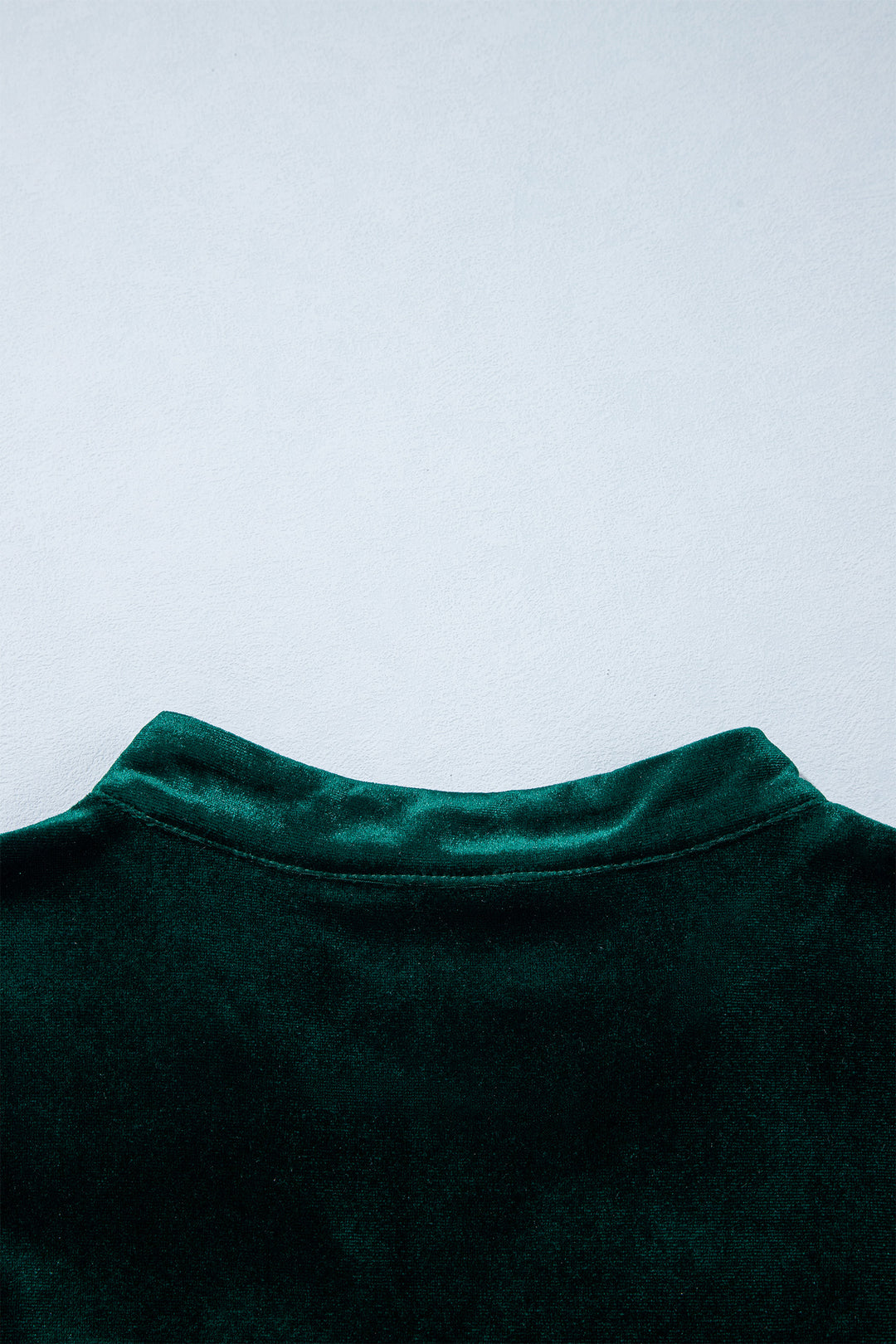 Blackish Green Leopard Trim Velvet Long Sleeve Shift Dress