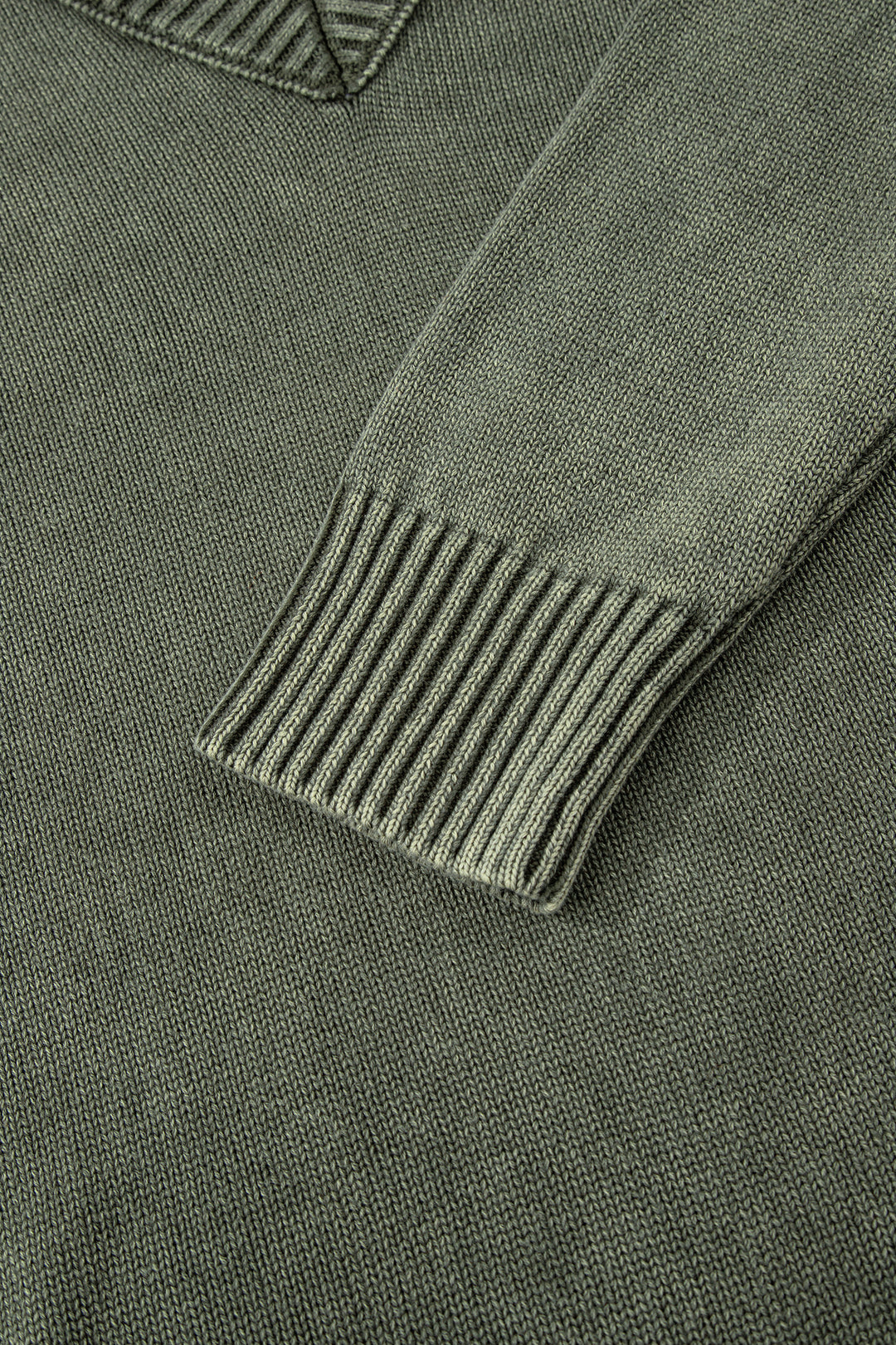 Four Leaf Clover Mineral Wash V Neck Knit Exposed Seam Drop Shoulder Loose Sweater