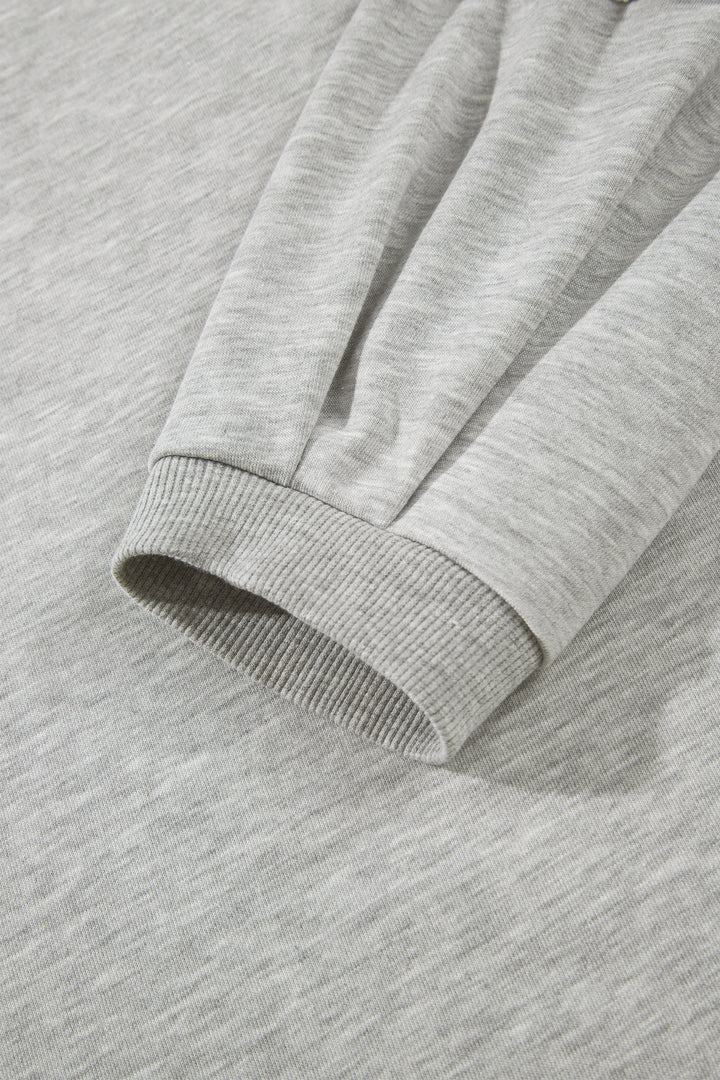 Light Grey Long Sleeve Patch Embroidery Tunic Plus Size Blouse