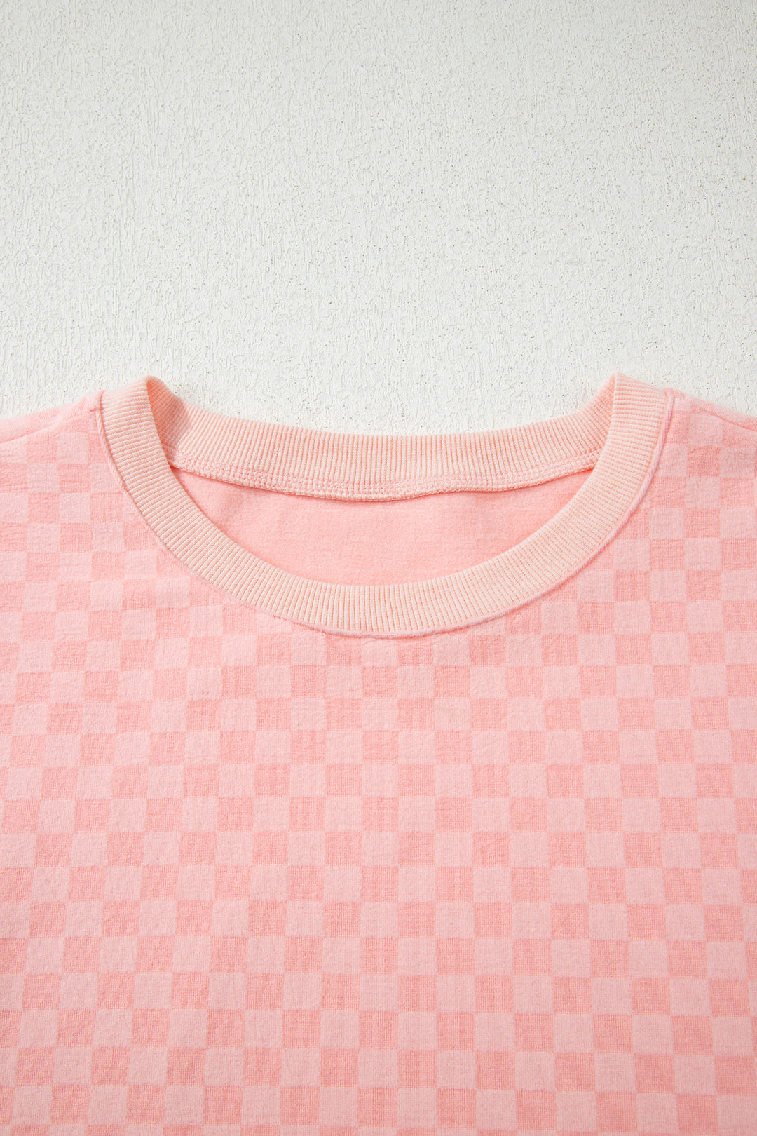 Pink Checkerboard Long Sleeve Pullover and Shorts Set