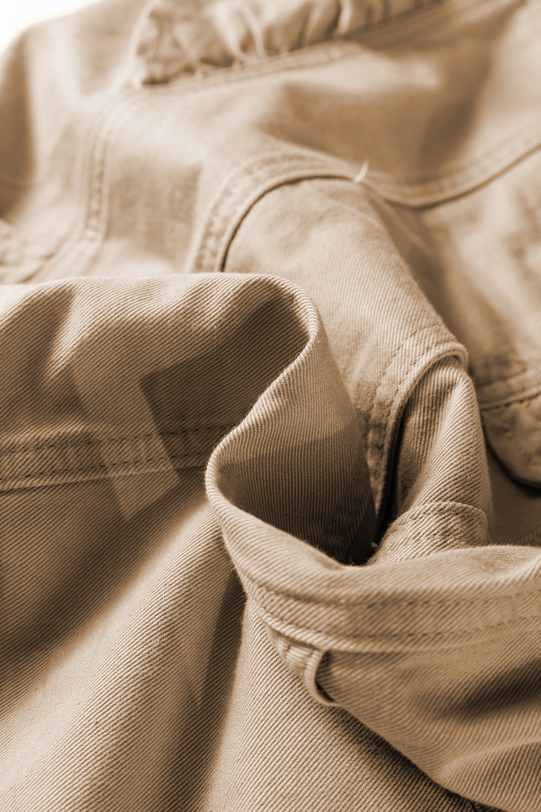 Pale Khaki Ruffled Patchwork Denim Jacket Vest