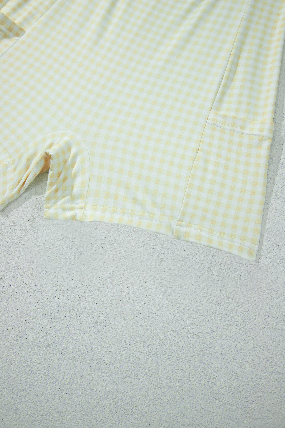 Yellow Cream Faux Two Piece Gingham Contrast Patchwork Loose Mini Dress