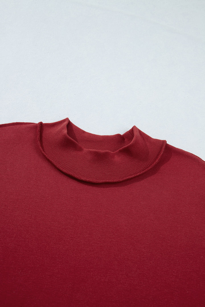 Carrot Oversize Drop Shoulder Reversible Mock Neck Sweatshirt