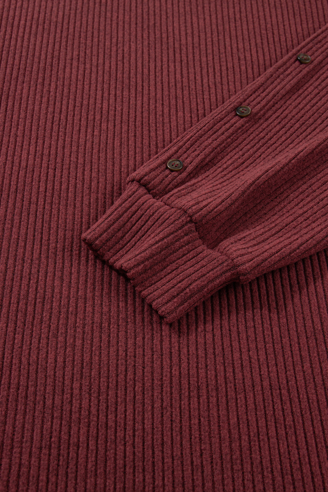 Wild Ginger Plus Size Ribbed Button Decor Long Sleeve Loose Top