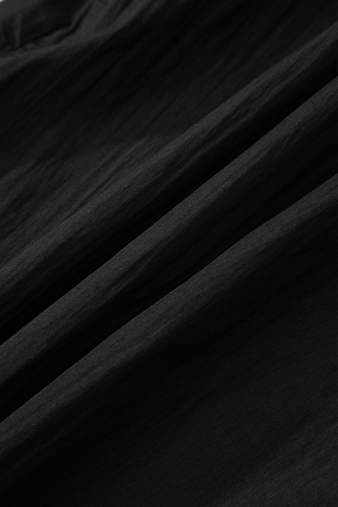 Black Contrast Trim Dual Ruffle Short Sleeve Textured Blouse