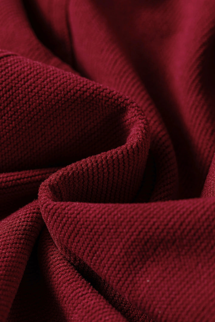 Racing Red Elastic Waist Drawstring Corduroy Casual Pants